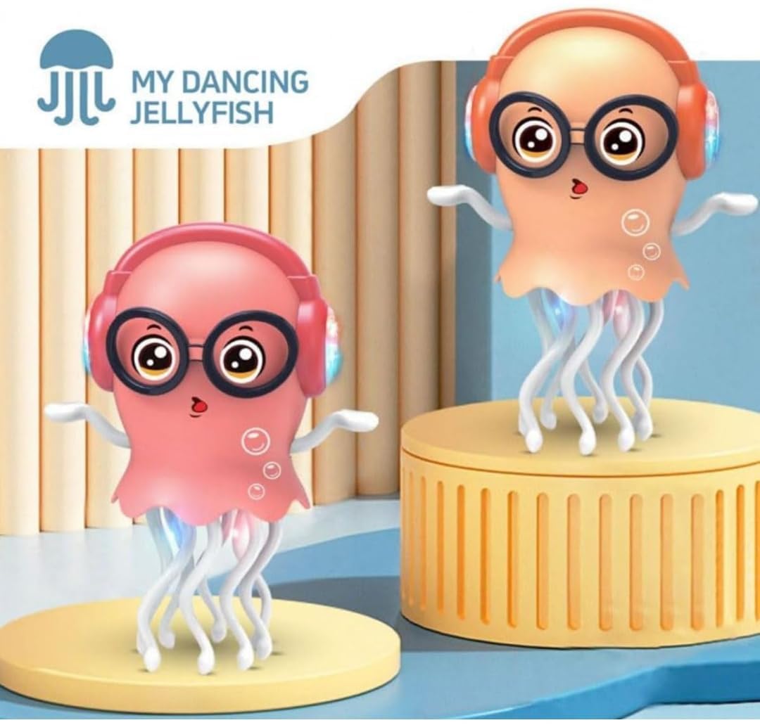 Dancing Jellyfish Toy for Kids – Musical LED Light Up Bump & Go Sensory Toy