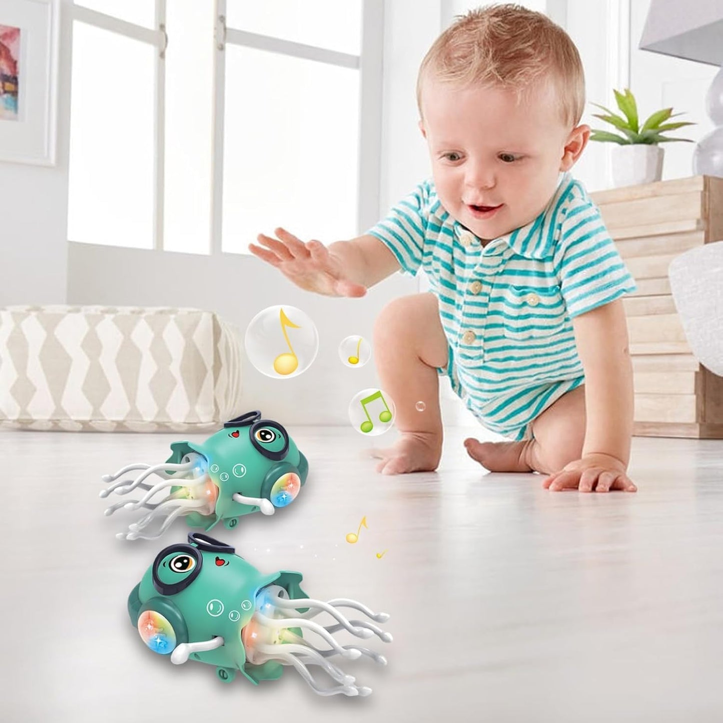 Dancing Jellyfish Toy for Kids – Musical LED Light Up Bump & Go Sensory Toy