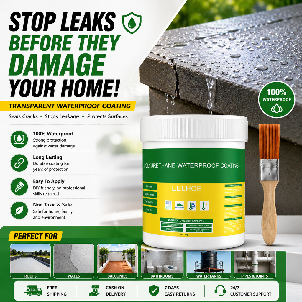 LeakGuard Transparent Waterproof Sealant Kit for roof leak repair, wall crack sealing and waterproof protection.