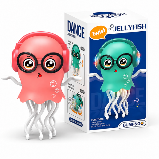 Dancing Jellyfish Toy for Kids – Musical LED Light Up Bump & Go Sensory Toy