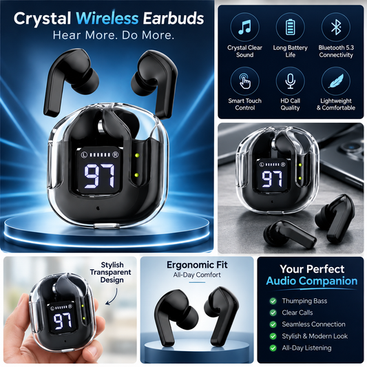🎧 Crystal Wireless Earbuds
