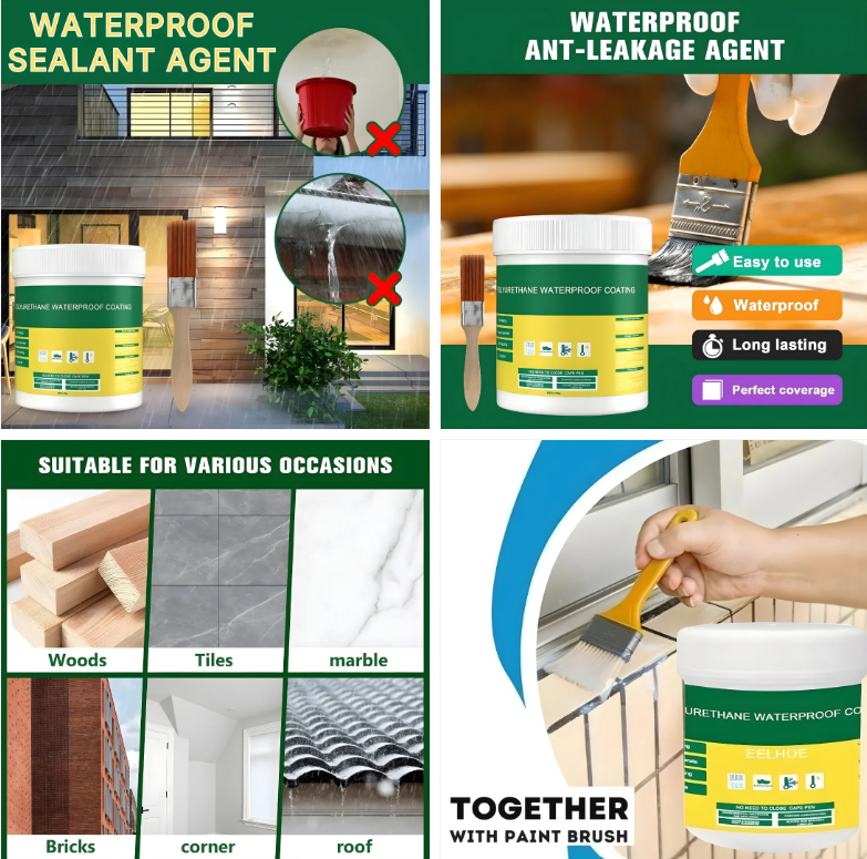 LeakGuard waterproof sealant features including waterproof protection, crack repair and long-lasting durability.