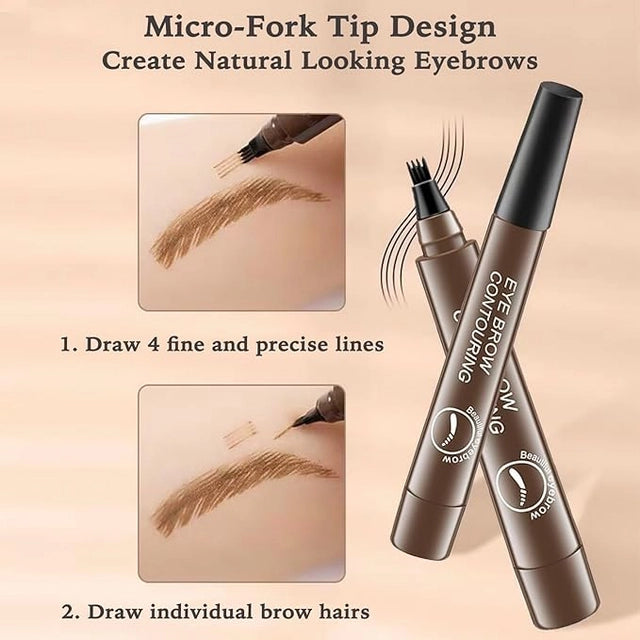 Waterproof Microblading Eyebrow Pencil (Pack of 2) | Natural Hair-Like Brows in Seconds