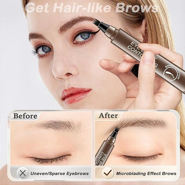 Waterproof Microblading Eyebrow Pencil (Pack of 2) | Natural Hair-Like Brows in Seconds