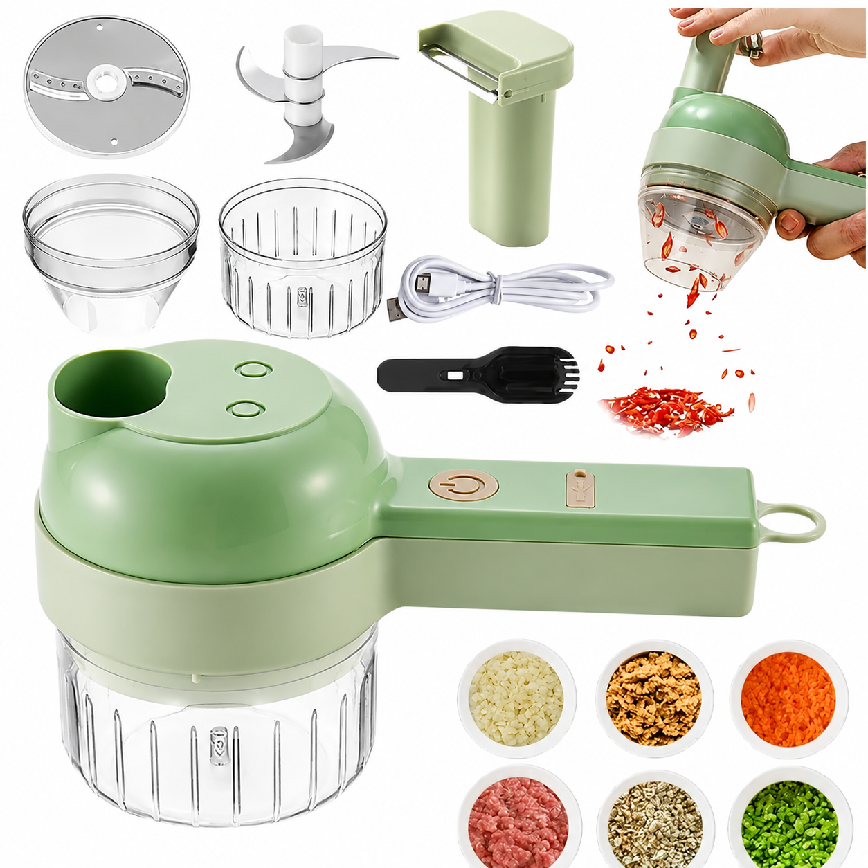 4 in 1 Portable Electric Vegetable Cutter Set